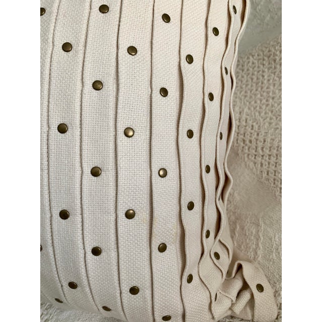 Michael Kors Throw Pillow Cover Cream Pleated Front Embellished With Golden Metallic For Sale - Image 10 of 12