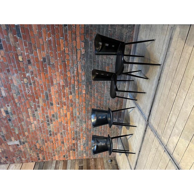Leather & Metal Chairs, 1960s, Set of 4 For Sale - Image 3 of 10