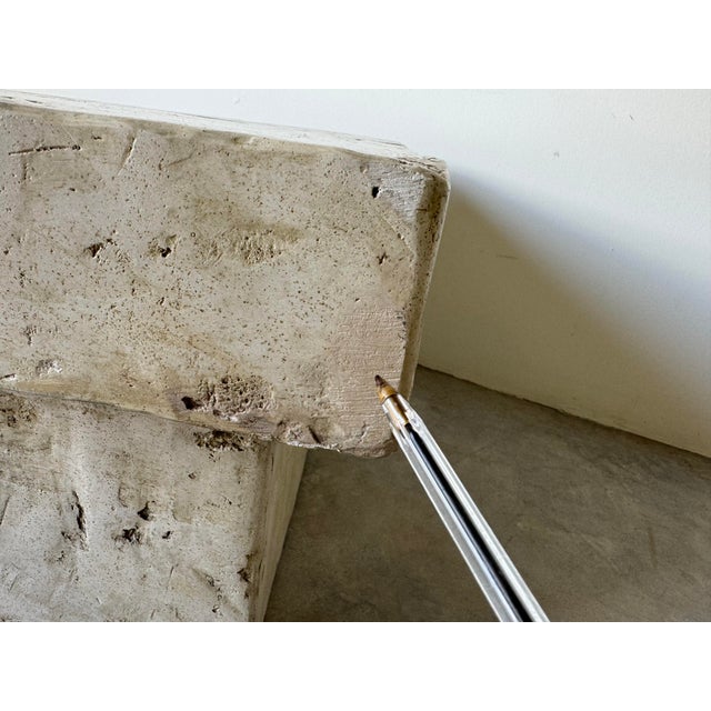 80's Vintage Organic Modern Art Handmade Brutalist - Style Faux Concrete Finish Composite Plaster Coffee Table For Sale - Image 9 of 11