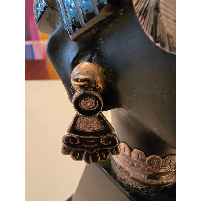 1970s Vintage Exotic Silver Mounted Bust Sculpture Jeweled For Sale - Image 5 of 9