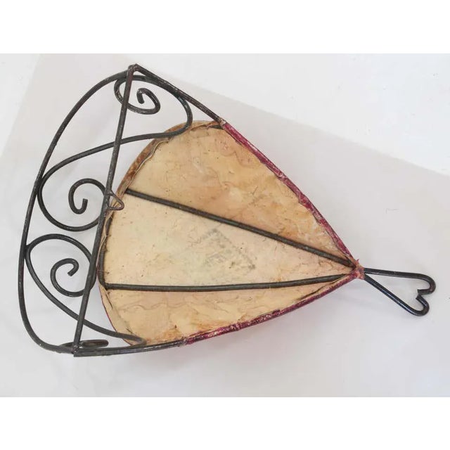 Metal Vintage Moroccan Berber Painted-Hide Wall Sconce Shade, Iron Frame For Sale - Image 7 of 11