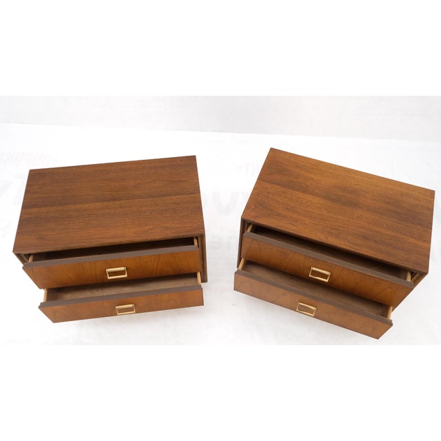 Mid-Century Modern Oiled Walnut Two Drawers End Tabled Nightstands - A Pair For Sale - Image 4 of 12