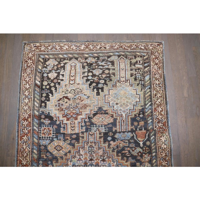 Early 20th Century Shiraz Geometric Tribal Small Rug - 3'3" x 5'6" For Sale - Image 4 of 7
