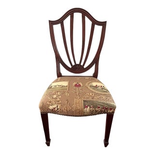 Unmarked Baker Charleston Solid Mahogany Shield Back Dining Chair, Newly Reupholstered For Sale