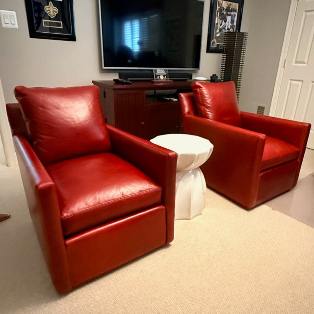 C R Laine Red Leather Chairs For Sale - Image 12 of 12