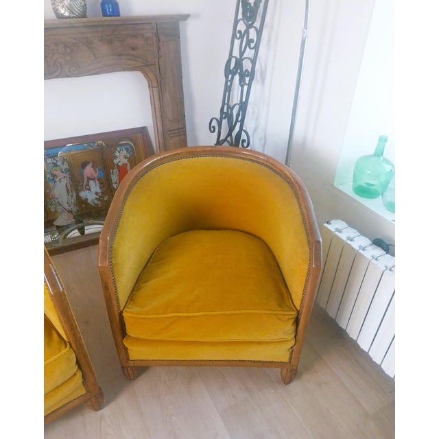 Art Deco Barrel Chairs in Velvet, 1930, Set of 2 For Sale - Image 13 of 15