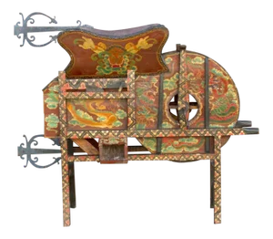 Antique Tibetan Painted Rice Grinder