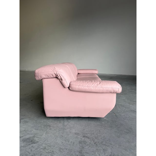 1990s Vintage Postmodern 1990’s Sculptural Pink Leather Sofa For Sale - Image 5 of 12