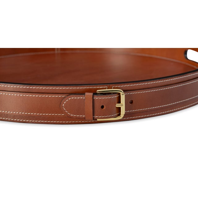 Maitland-Smith Leather Buckle Tray