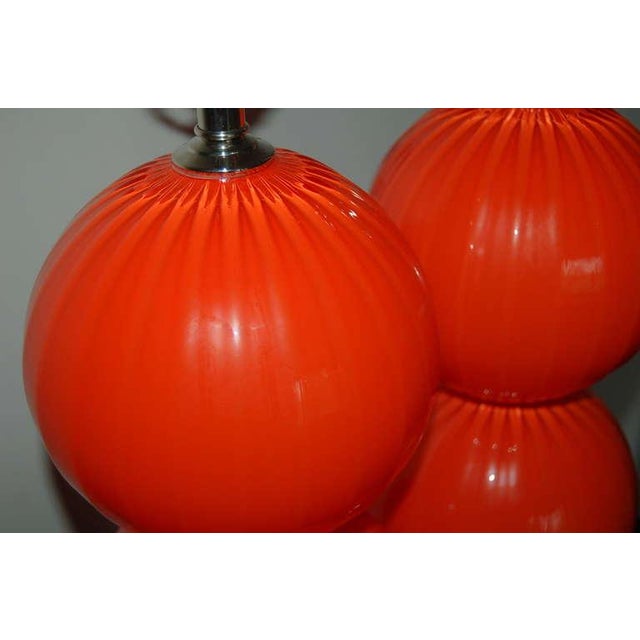 Orange Joe Cariati Glass Ball Lamps Orange Red For Sale - Image 8 of 9