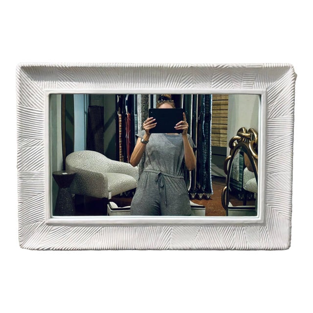 Made Goods Modern Textured White Resin Thiago Wall Mirror For Sale