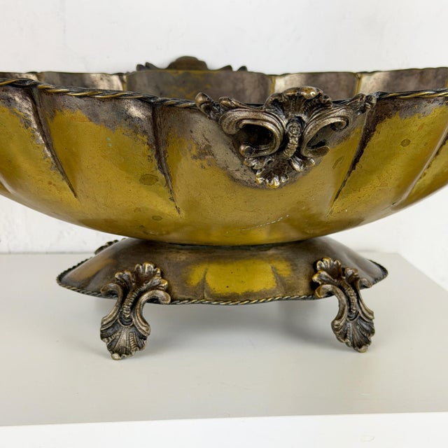 Metal Antique Silverplate Centerpiece Bowl with Dragon Handles, 1890s For Sale - Image 7 of 17