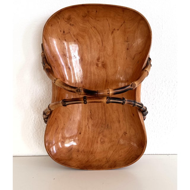Mid-Century Italian Nutwood and Bamboo Basket, 1970s For Sale - Image 13 of 17