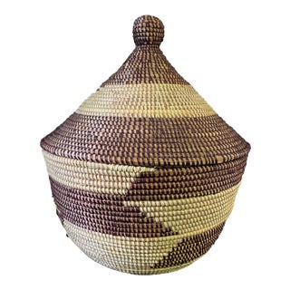 Basket With Lid Senegal West Africa For Sale
