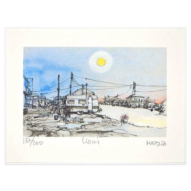 Lioni is a beautiful color lithograph on paper, realized in 1985 by the Italian artist Giuseppe Megna. Hand-signed,...