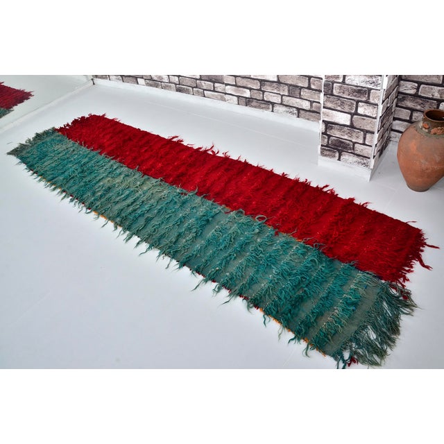 Red Vintage AngORA Wool Kurdish Rug For Sale - Image 8 of 10
