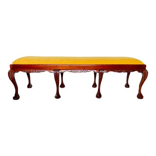 Vintage Chippendale Mahogany Ball and Claw Eight Leg Bench For Sale