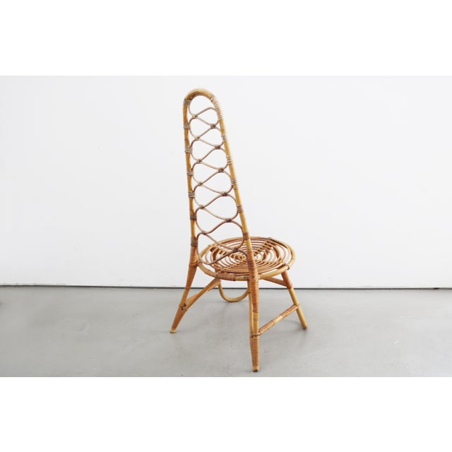 Mid-Century Modern Mid-Century Modern Bamboo Highback Chairs with Side Table, 1960s, Set of 3 For Sale - Image 3 of 11