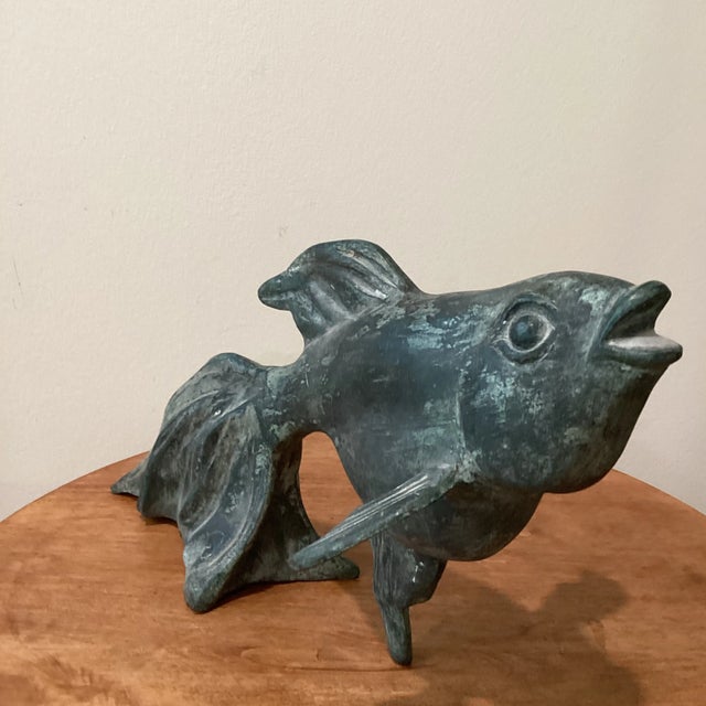 Japanese 1950s Japanese Art Bronze Fly Koi Fish Garden Sculpture For Sale - Image 3 of 12