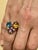 Blue Topaz, Citrine, Pink Amethyst Cocktail Ring 14 Karat Yellow Gold Estate S7 For Sale - Image 14 of 18