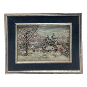 Late 20th Century Beautiful Winter Landscape Small Painting on Artist Board