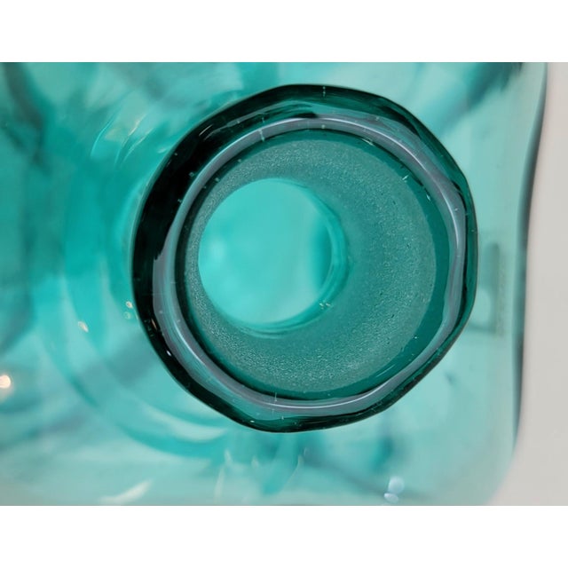 Aqua 1980's Blenko Ice Cube Decanter For Sale - Image 8 of 14