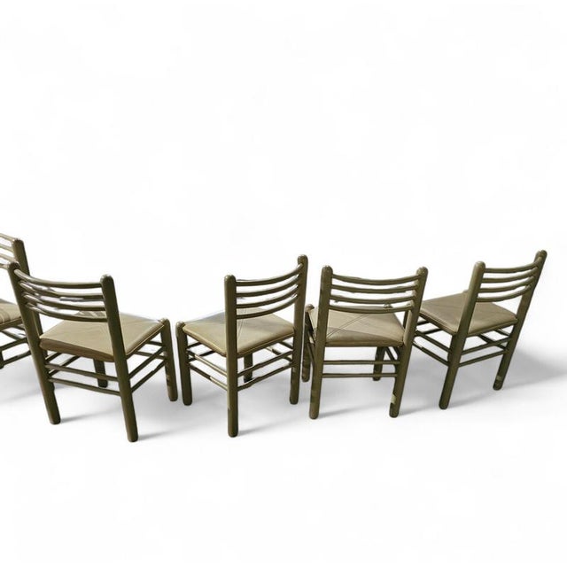 Dining Chairs in Light Grey Wood with Leather Seats, Germany, 1970s, Set of 5 For Sale - Image 18 of 18