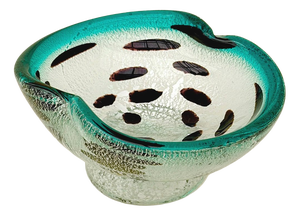 Murano Blown Glass Trinket Dish with Silver Inlays from Vetri Murano, Italy, 1960