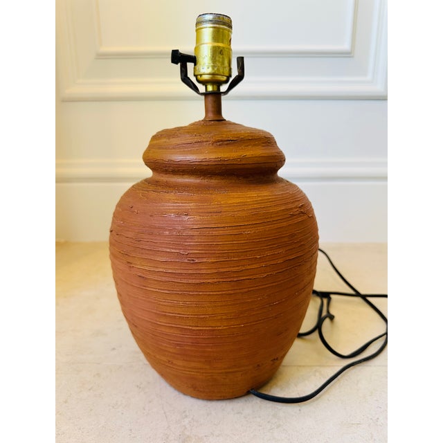 Vintage Rustic Terracotta Table Lamp For Sale In Los Angeles - Image 6 of 11