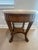 Renaissance Round Wood and Travertine Top Sussex Side Table/Nightstand Attributed to Kreiss Sussex—Natural Walnut With Neoclassical Paws For Sale - Image 3 of 13