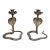 Pair of Vintage Hand-Engraved Brass Cobra Snake Candleholders For Sale