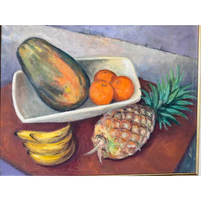 1980s Vintage Still Life – Fruit Composition Oil on Canvas Painting, Framed For Sale - Image 9 of 12