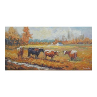 Original Oil Painting of Cows For Sale