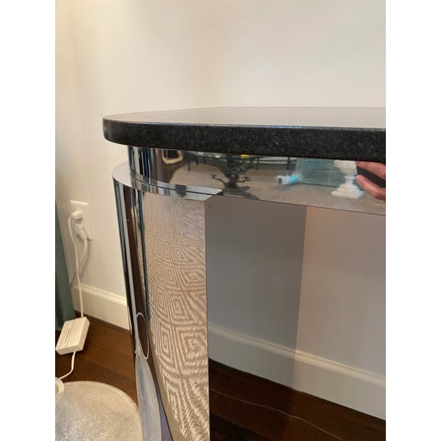 1990s Chrome and Granite Console Table For Sale - Image 5 of 10