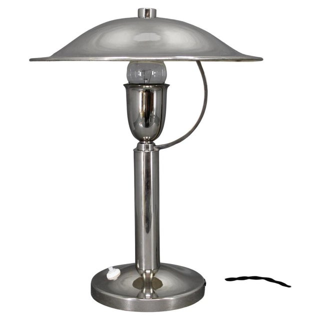 Art Deco Nickel Table Lamp, Czech, 1930s For Sale - Image 12 of 12