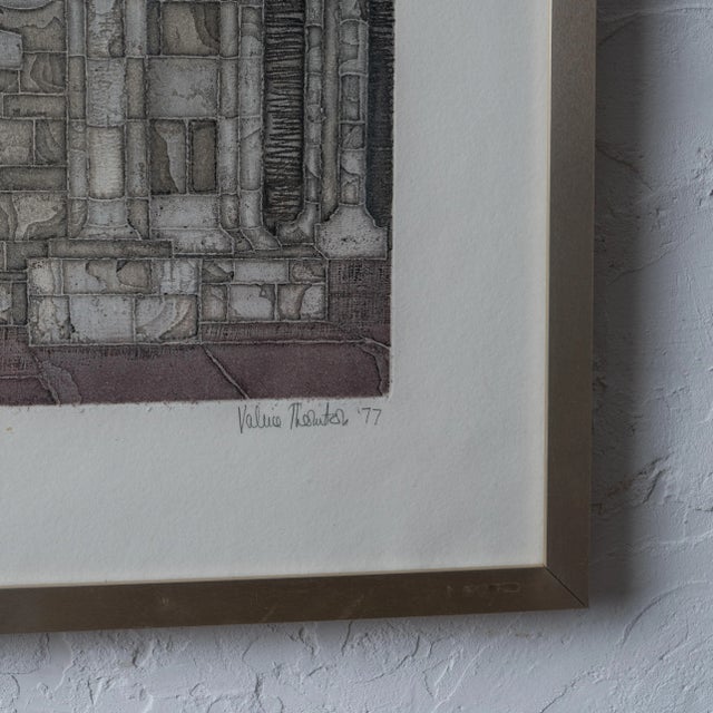 Mid 20th Century Valerie Thornton - Romsey Abbey Etching For Sale - Image 5 of 7