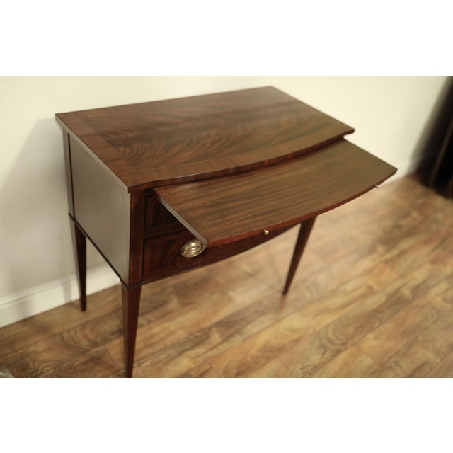 American Small Mahogany Buffet. Hepplewhite Style Buffet With Slide-Out Serving Tray. Banded Mahogany Top. For Sale - Image 3 of 14