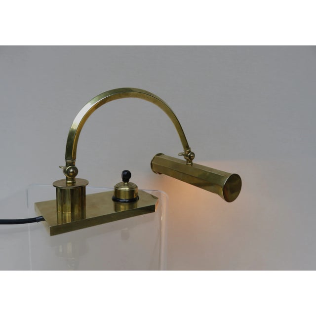 Black Vintage Art Deco Polished Brass Piano Light For Sale - Image 8 of 18