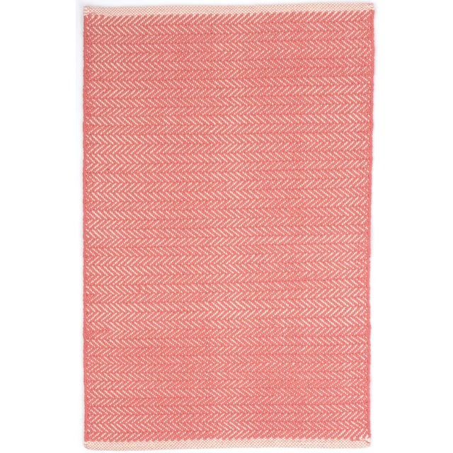 Dash & Albert by Annie Selke Herringbone Coral Woven Cotton Rug, 8' x 10' For Sale In Boston - Image 6 of 6