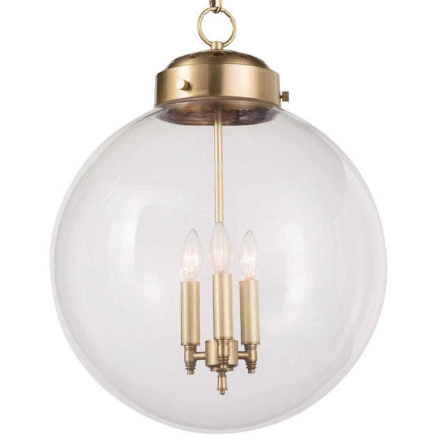 Regina Andrew Globe Pendant in Natural Brass For Sale - Image 4 of 5