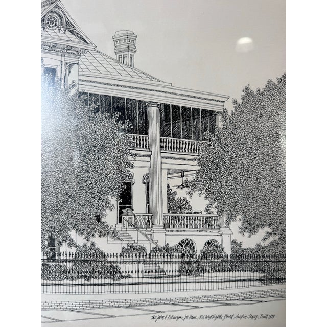 1975 Ed Jader “The John H. Robinson Home – Austin, Texas 1888” Limited Edition Architectural Print, 18/50, Framed For Sale - Image 9 of 12