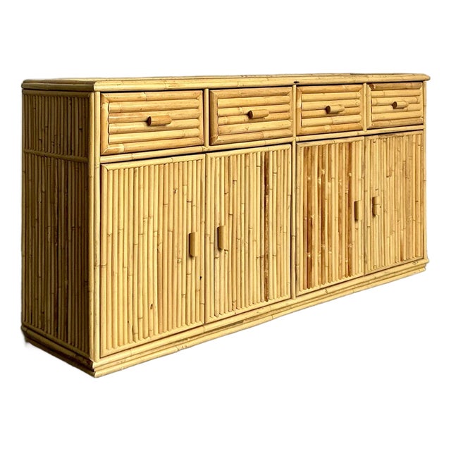 Vintage Boho Pretzel Rattan Credenza For Sale