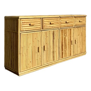 Vintage Boho Rattan Credenza For Sale