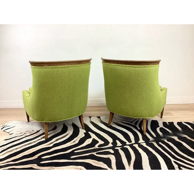Vintage 1960s Mid Century Modern Green Boucle Upholstered Drexel Slipper Chairs, a Pair For Sale - Image 9 of 9