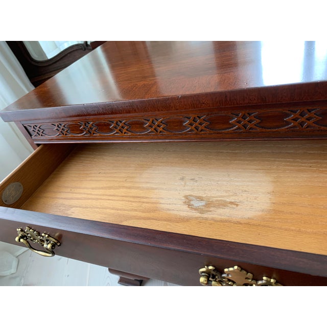 Vintage Baker Furniture Mahogany Chippendale Nightstands or Side Tables a Pair For Sale - Image 16 of 18