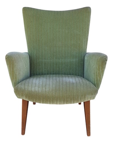 Vintage Chair with Beech and Green Fabric, 1960s