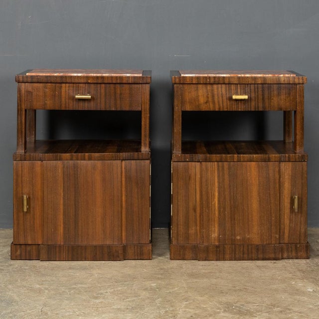 20th Century Italian Kingwood & Marble Bedside Cabinets, 1950s, Set of 2 For Sale - Image 3 of 18