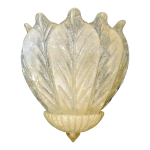 1960s Amber Murano Graniglia Leaves Sconces