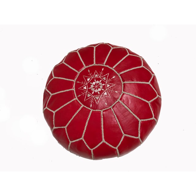 2020s Moroccan Leather Moroccan Pouf Cover For Sale - Image 5 of 7