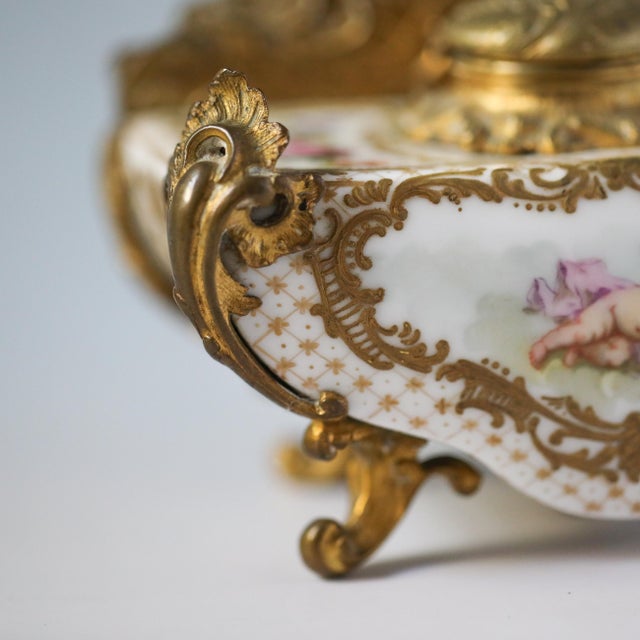 Sèvres French Porcelain & Gilt Bronze Inkwell Letter Holder, C. 1880 For Sale - Image 12 of 13